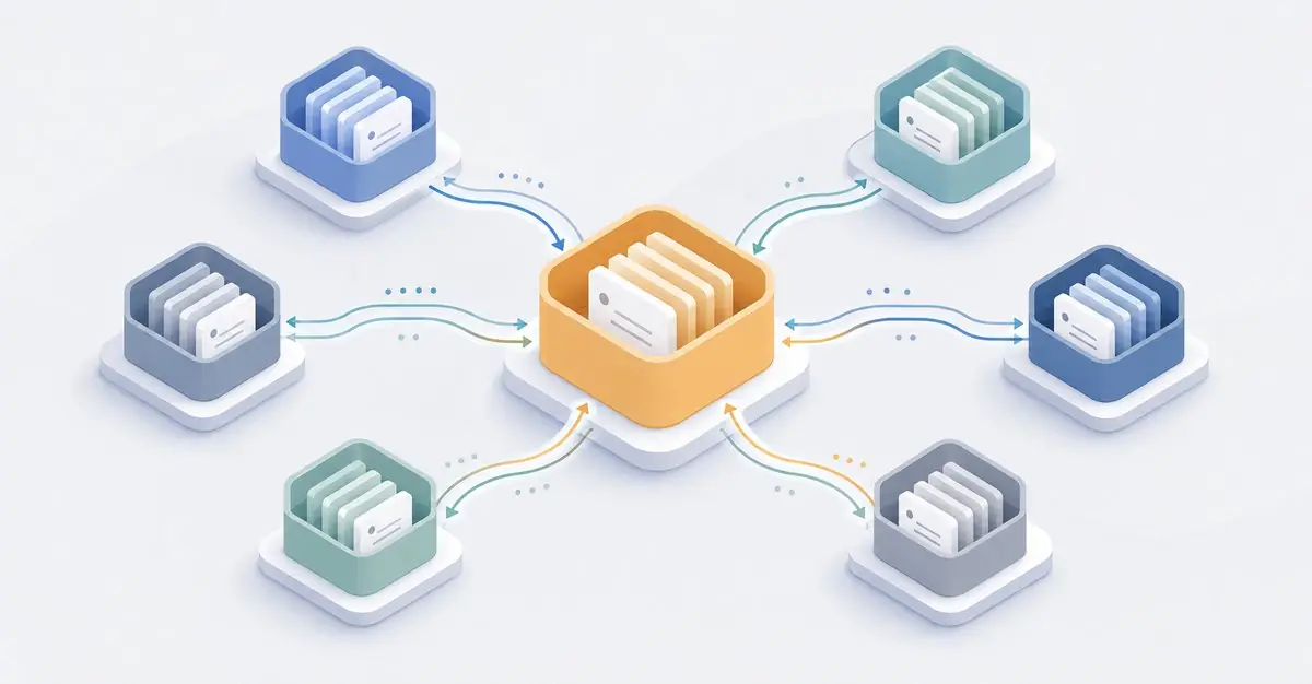 A central docflow record exchanging state with the surrounding tools